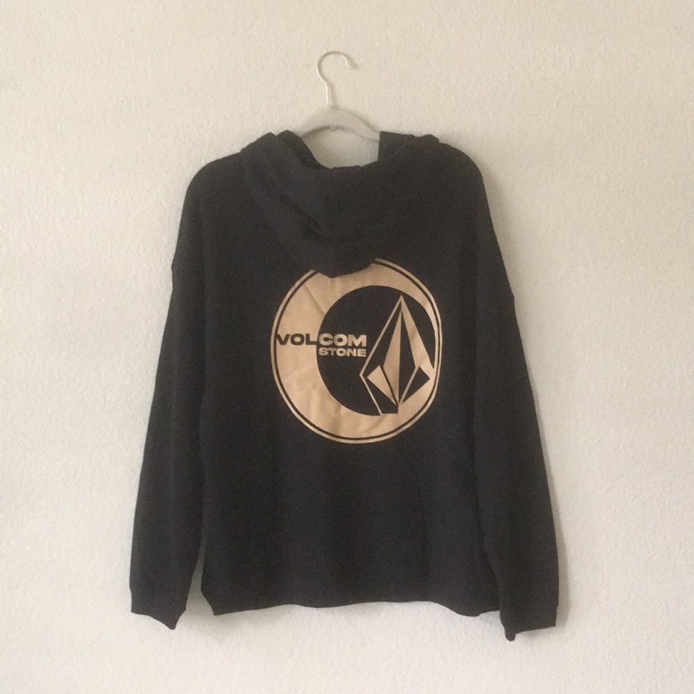 Volcom Hoodie Sweatshirt Black Graphic Volcom Stone Medium Beach Coastal Surf